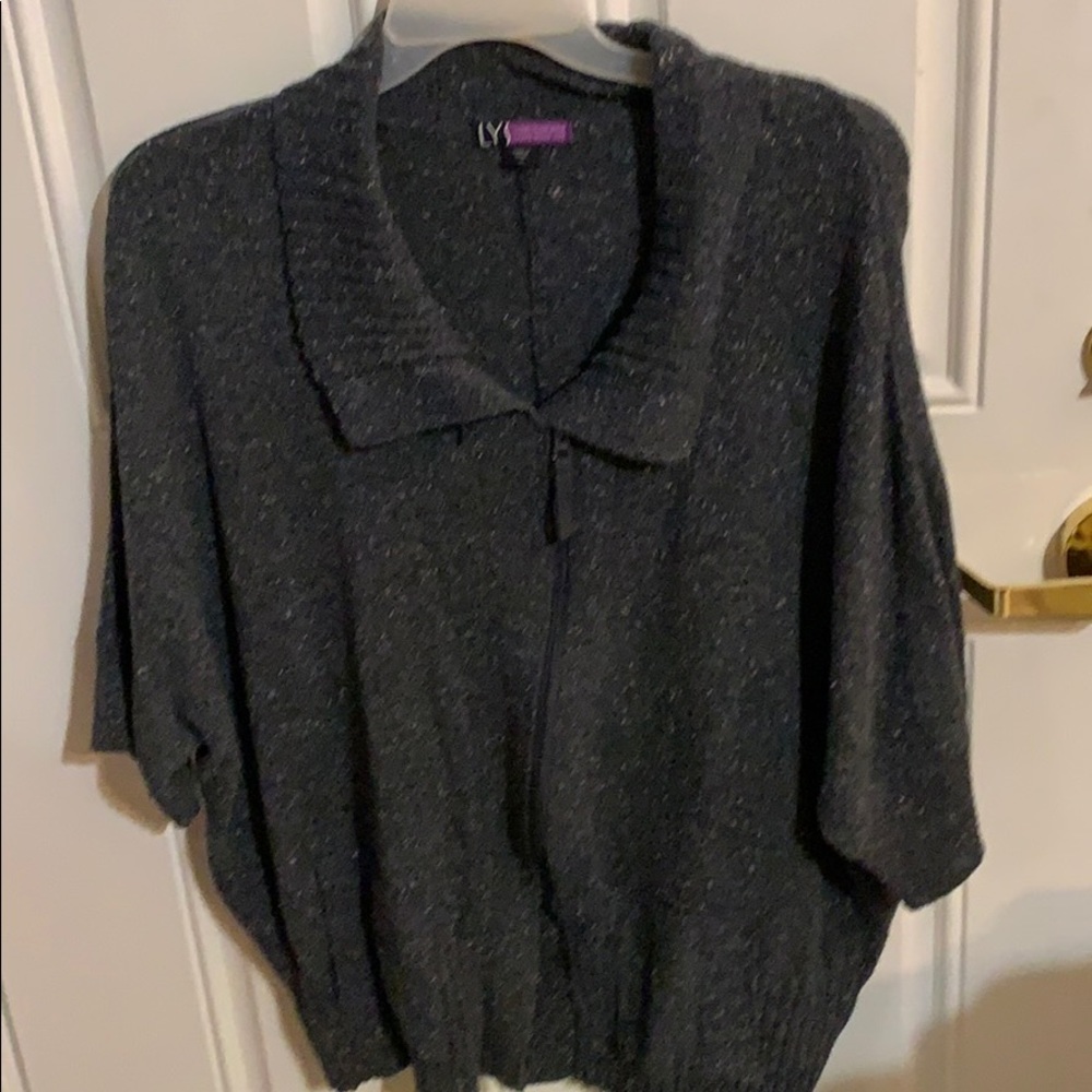 LYS zip up sweater in a heather grey. Size 1 X